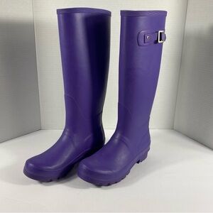 POLAR Women’s Rubber Rain Boots Purple Knee Highs Buckle Molded Sole Size 7 EUC